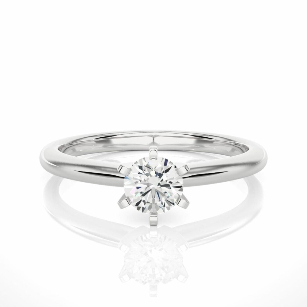 Round Cut Diamond Solitaire Engagement Ring For Women
