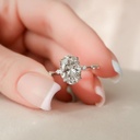Oval Cut Diamond Solitaire Accents Engagement Ring for Women