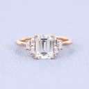 Emerald cut Moissanite Engagement ring Rose gold Vintage Unique engagement ring Simple Baguette wedding for women Promise anniversary gift