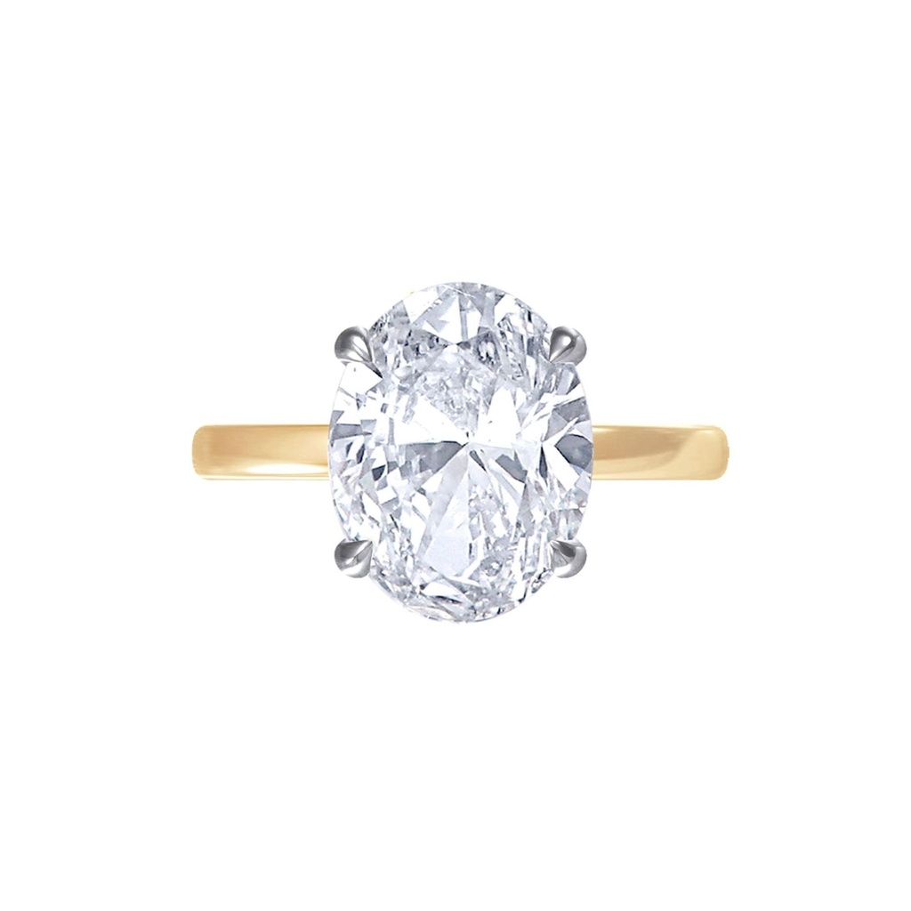 Oval Cut Diamond Hidden Halo Two Ton Engagement Ring for Women