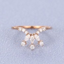 Curved wedding band rose gold women vintage Marquise cut Moissanite stacking matching Unique Promise Diamond Bridal Anniversary Gift for her