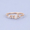 Vintage Moissanite engagement ring rose gold Unique Pear shaped diamond Cluster engagement ring Baguette cut for women art deco Promise gift