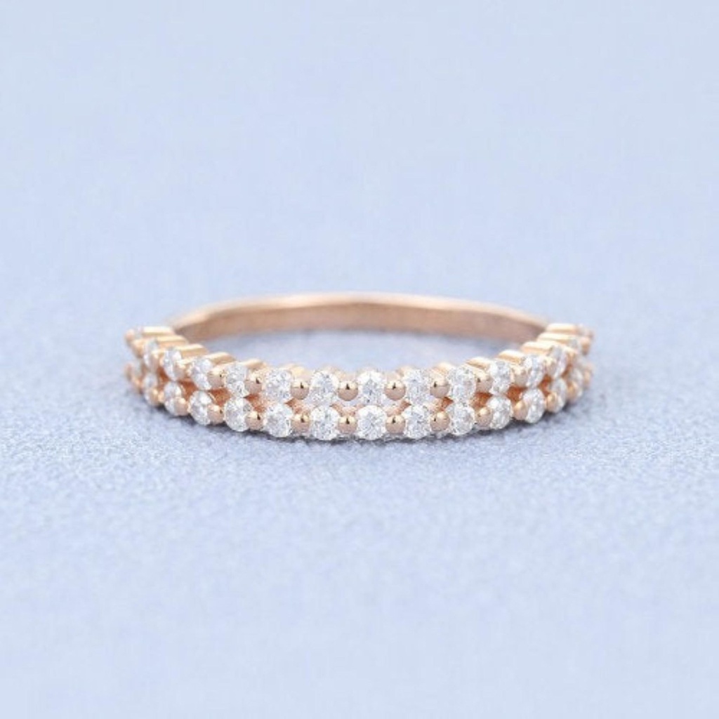 Women's Wedding Band Sets, Half Eternity Diamond Wedding Bands SOLID Gold Rings Stacking Rings Stacking Bands Simulated Diamonds