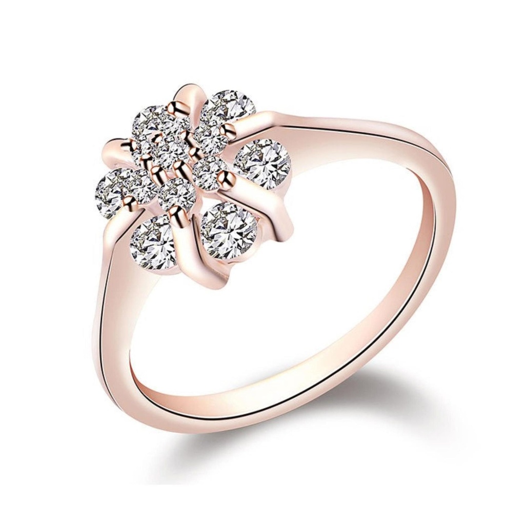Moissanite engagement ring Rose gold engagement ring vintage Round Diamond Cluster ring wedding Bridal Set Anniversary for