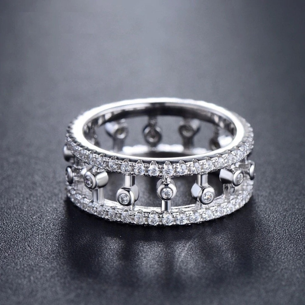 Moissanite Engagement Ring White Gold vintage unique Cluster engagement ring for women Round diamond wedding Anniversary gift