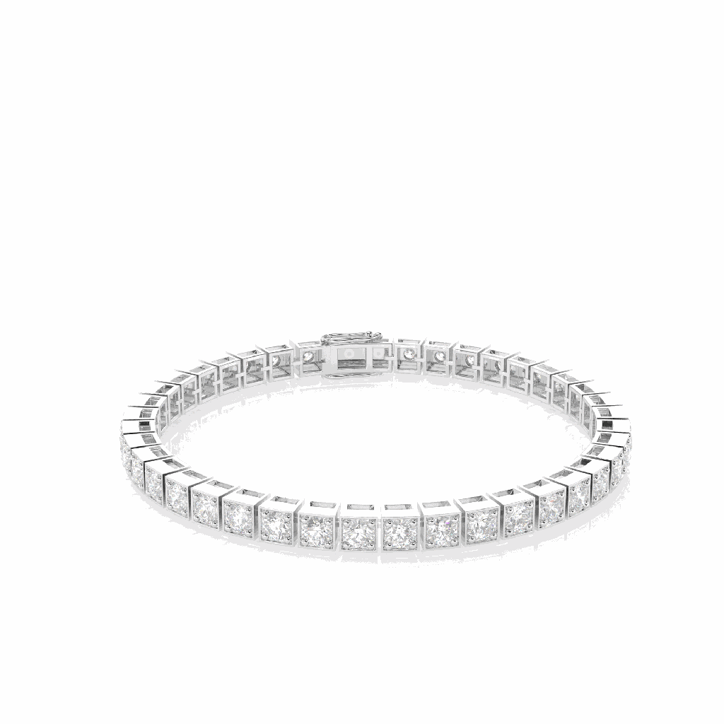 Round Stone Sterling Silver Tennis Bracelet For Women