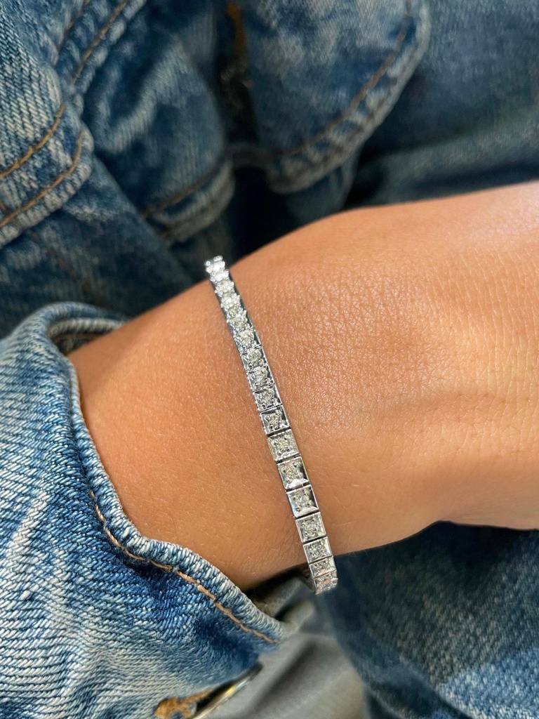 Round Cut Diamond Sterling Silver Tennis Bracelet For Women