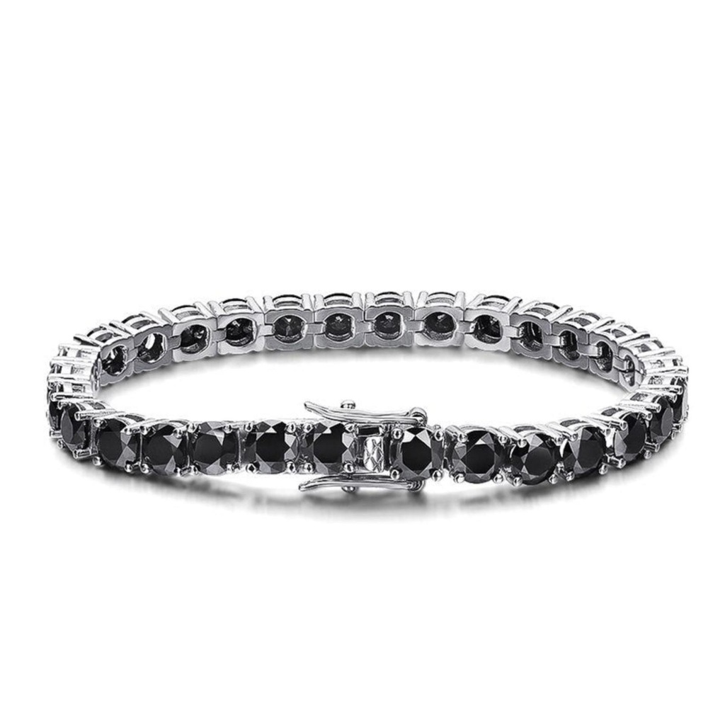 Black Moissanite Tennis Bracelet | Passes Diamond Tester | 925 Sterling Silver | 18K White Gold Plated 