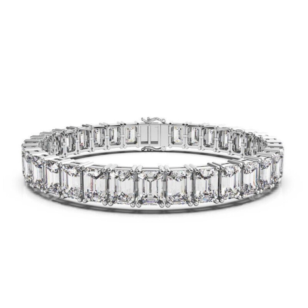  Moissanite Emerald stone Sterling Silver Tennis Bracelet