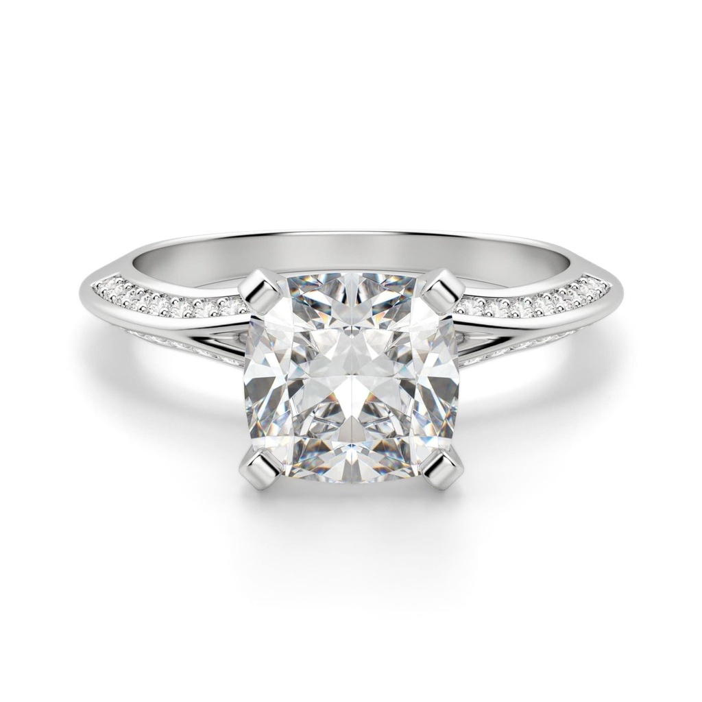 Cushion Cut Diamond Knife Edge Anniversary Ring For Women