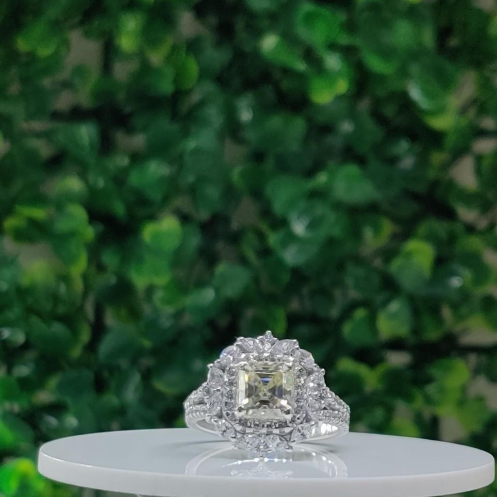 Asscher Cut Diamond Art Deco  Engagement Ring for Women