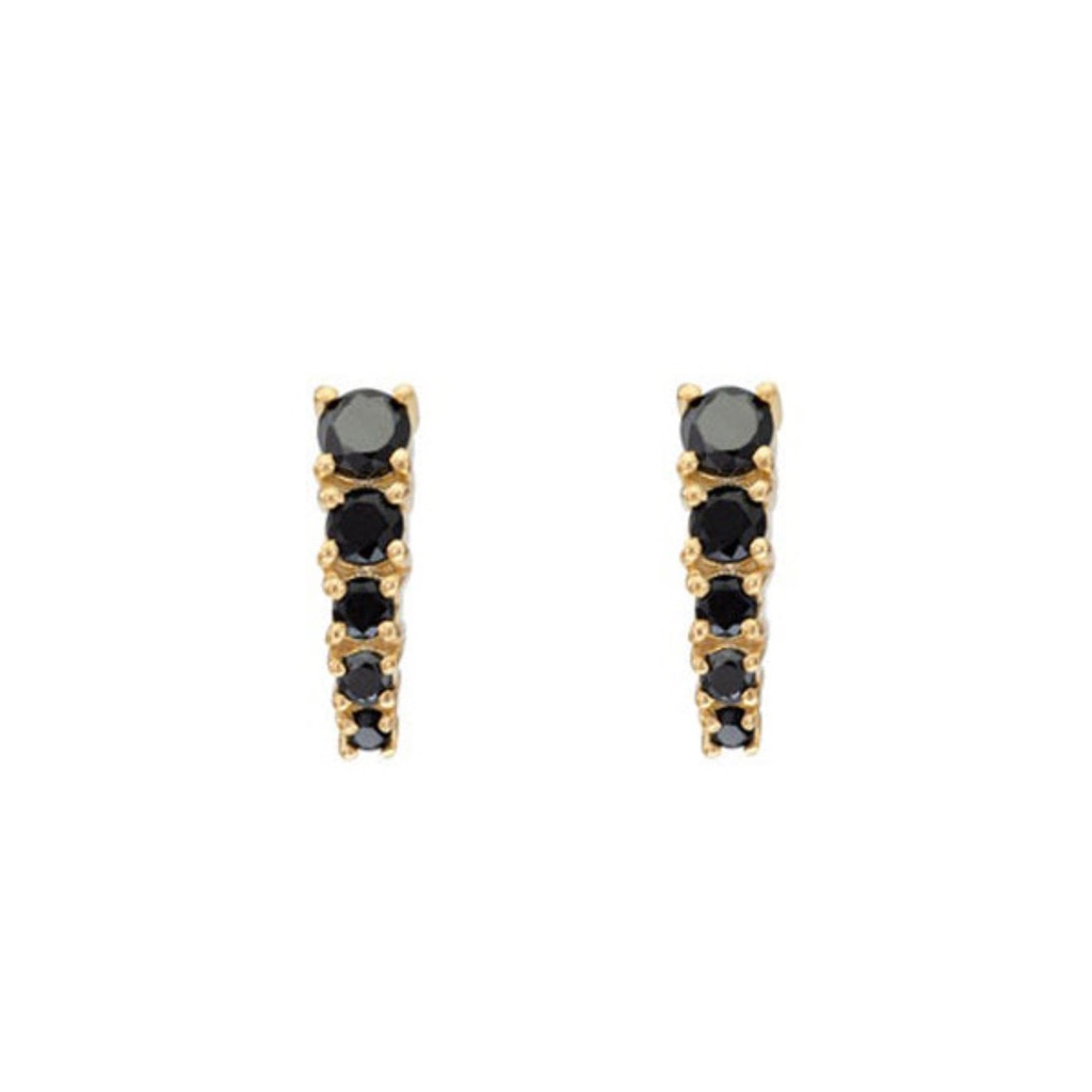 Round Cut Basket Setting Black Diamond Stud Earrings