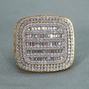 Yellow Gold Lab Created Round And Baguette Cut Diamond Hip Hop Ring Lab Grown Diamond Hip Hop Ring