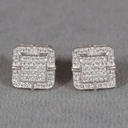 Square shape diamond studded 14 kt white gold diamond earring for engagement for regular wear