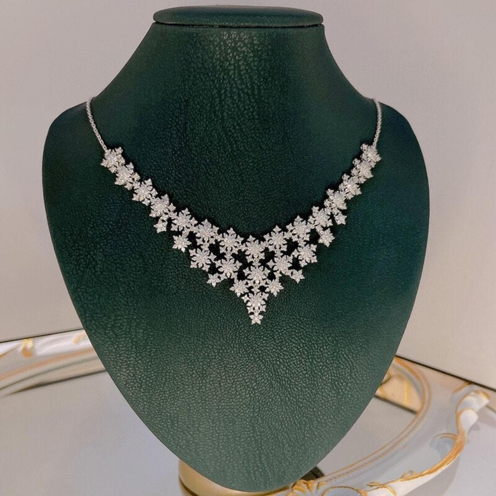 Round Cut Diamond Full Heavy Necklace For Women