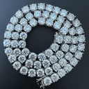 Round White VVS Diamond Big Tennis Chain, Sterling Silver 14K Gold Plated Hip Hop Cluster Tennis Chain Necklace