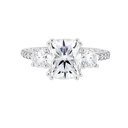 Elongated Cushion Cut  Ring, White Gold Engagement Ring, Three Stone Wedding Ring, Bridal Set Ring, Anniversary Gift