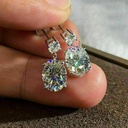 Oval And Round Cut Diamond Drop Dangle Earrings For Women