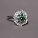 Green treated 14 kt lab grown solitaire diamond ring for women with VVS clarity diamonds
