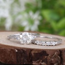 Bridal Set  Engagement Ring, Round Cut Wedding Ring For Women, Custom Order, Fine Jewelry, 