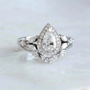 Pear Cut Diamond Halo Unique Style Bridal Set For Women