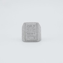 Luxurious and timeless fully iced out 14 KT White Gold Mens lab grown diamond ring with VVS clarity