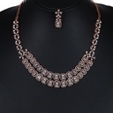 Elevate your neckline accessory in 14 kt rose gold lab grown baguette and round cut diamond necklace