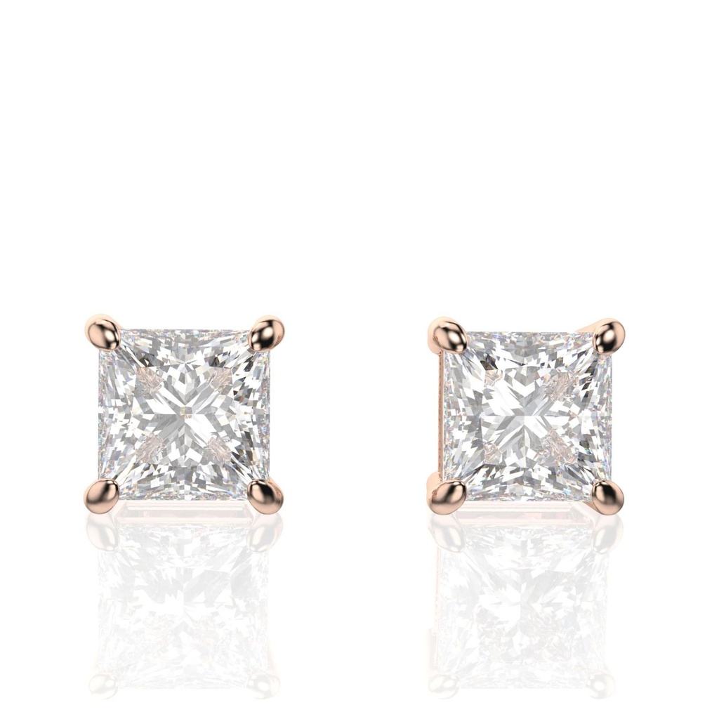 Princess Cut Diamond Stud Earrings For Women