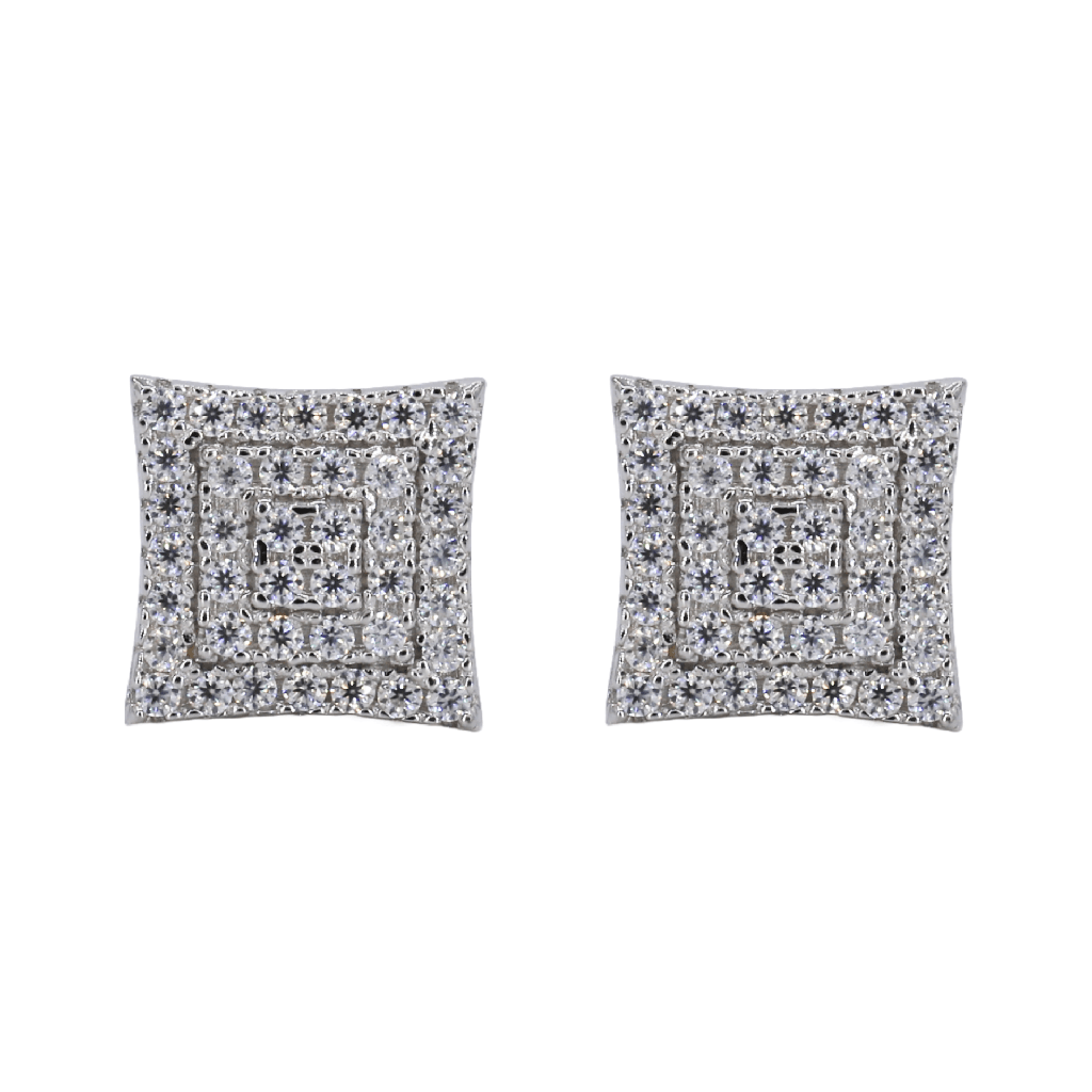 3 Step Iced Out Square VVS Moissanite Daimond Earrings