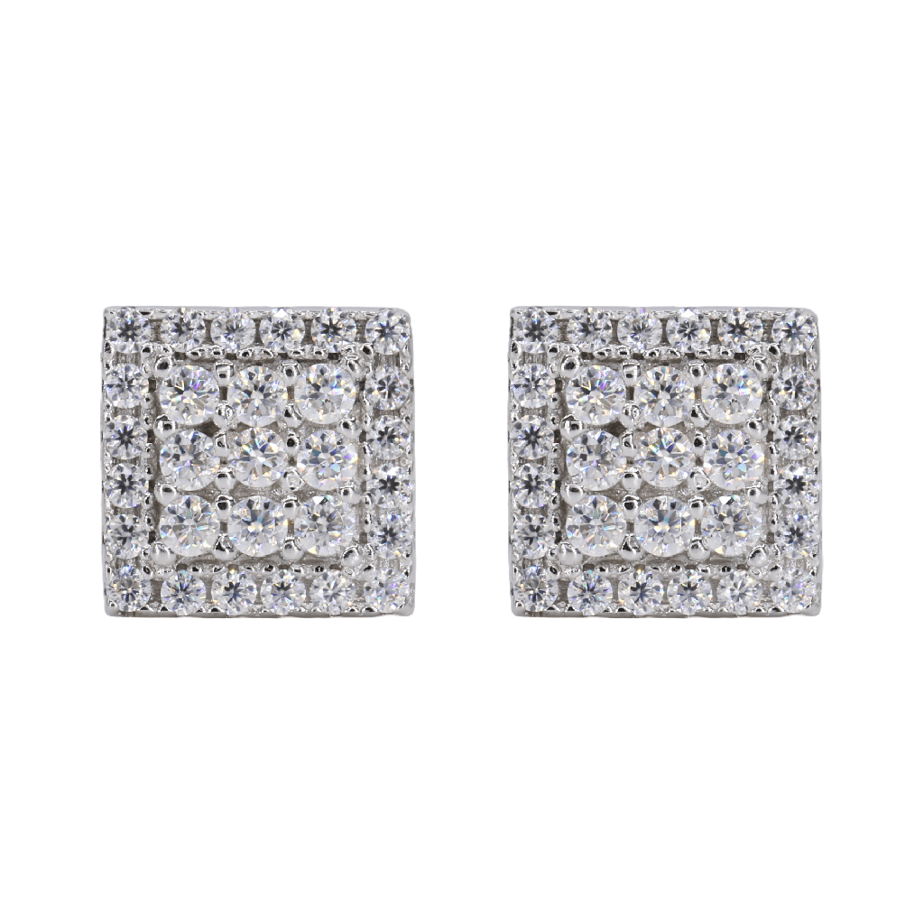 Squared Two Step VVS Moissanite Daimond Earrings