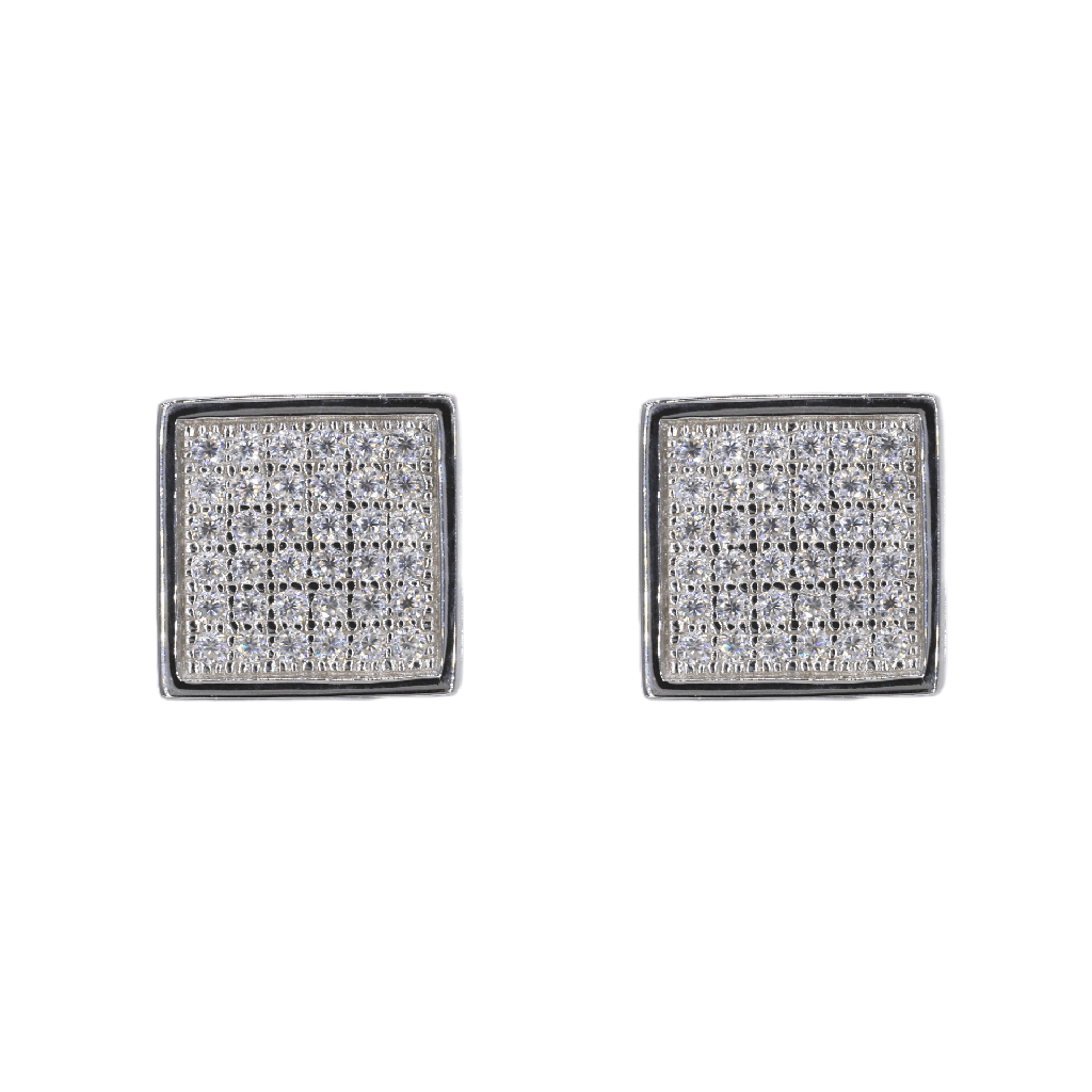 Square Iced VVS Moissanite Diamond Earrings