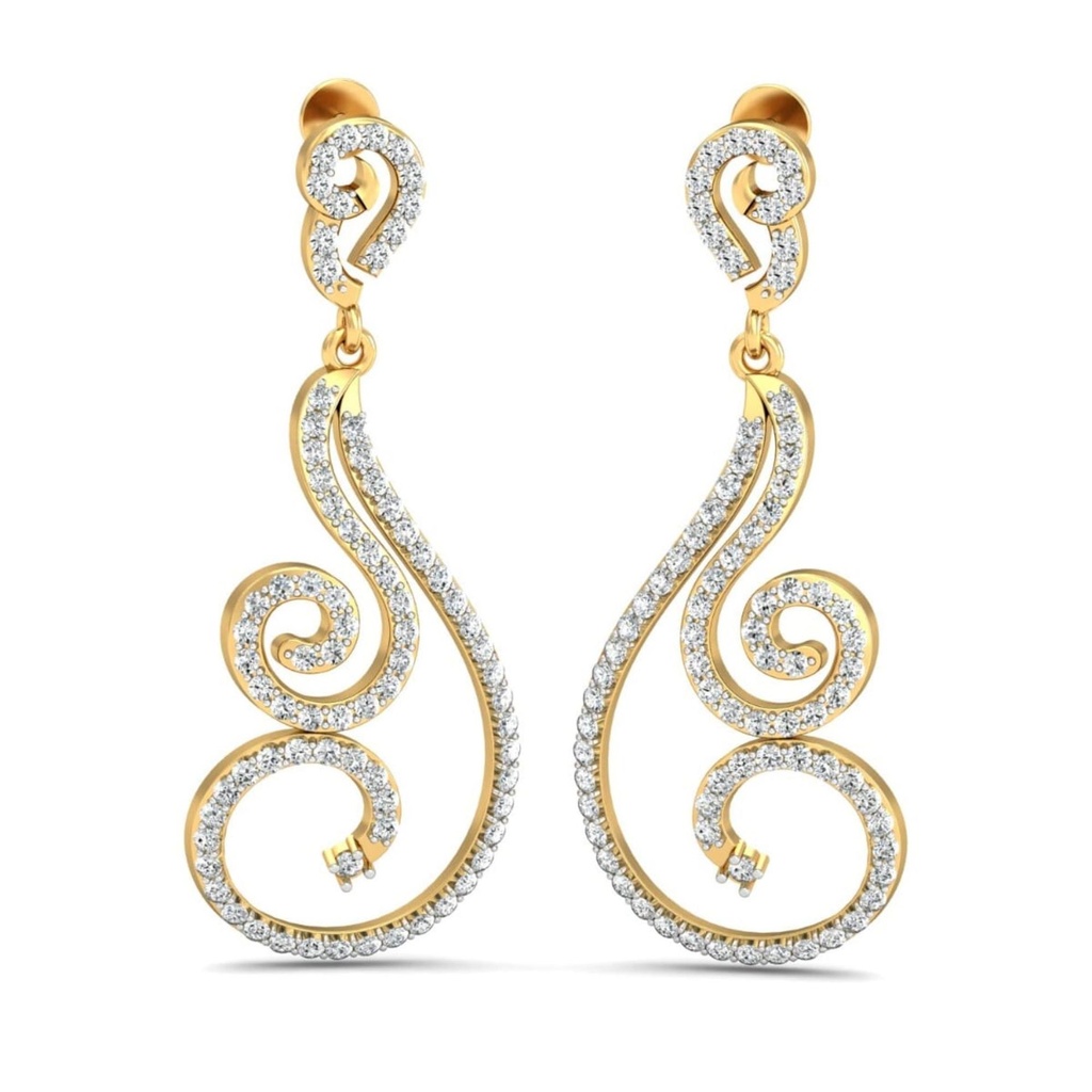 Round Cut Diamond Unique Big Drop Dangle Earrings For Women