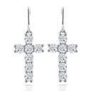 Round Cut Diamond Cross Style Drop Dangle Earrings For Women