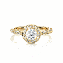 Round Moissanite Fancy Halo Engagement Ring In Yellow Gold