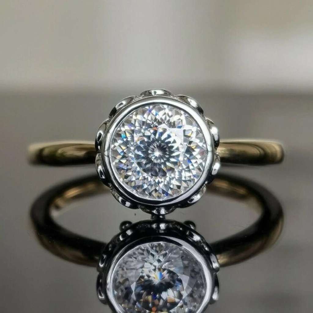  Round Portuguese Cut Unique Engagement Ring for Women