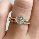 Bridal Set Engagement Ring, Asscher  Cut Wedding Ring For Women