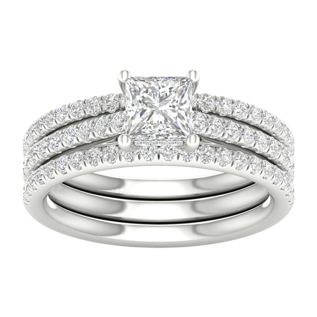Princess Cut Trio Set Engagement Ring, Wedding Ring for Women 