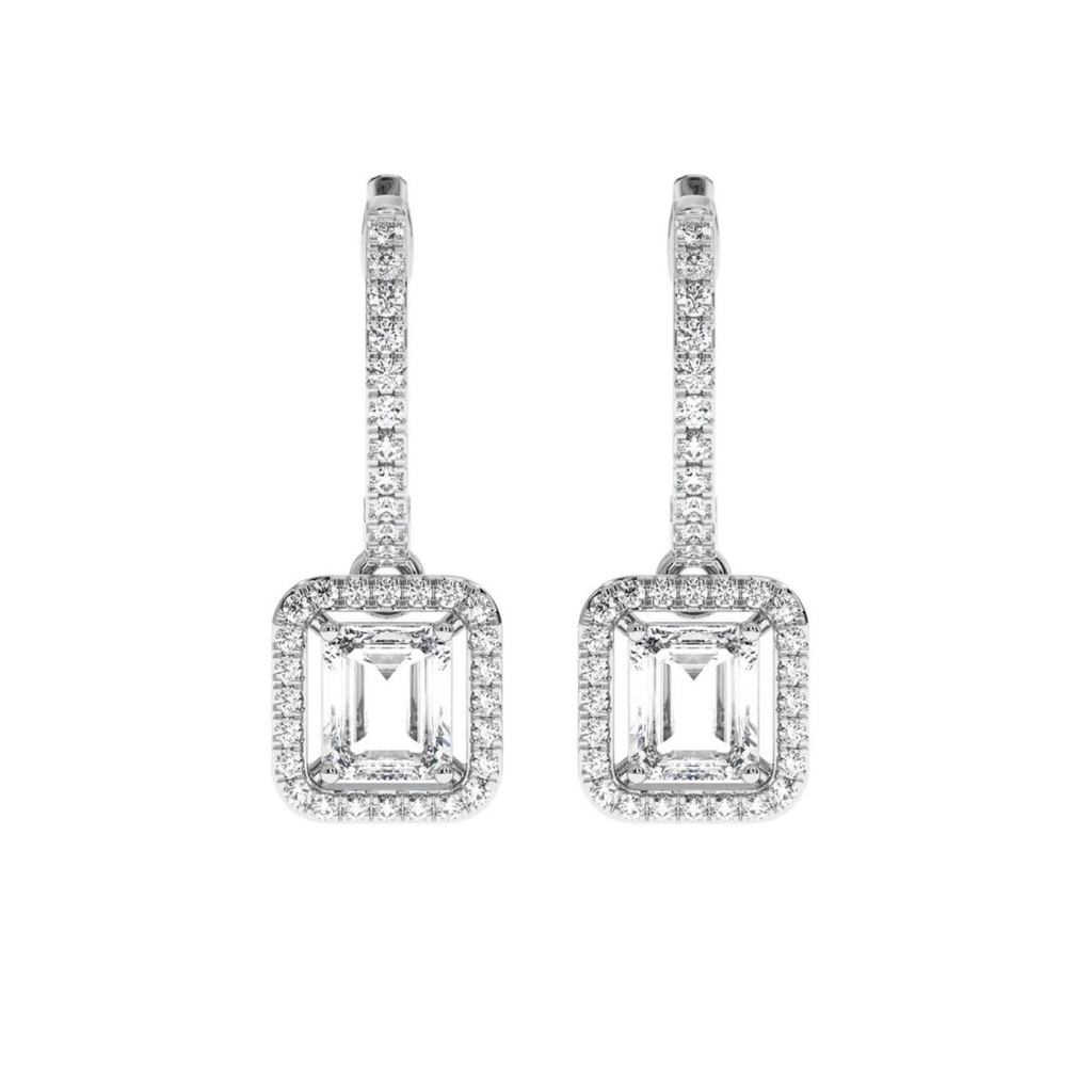 Emerald Cut Diamond Drop/Dangle Earrings for Women