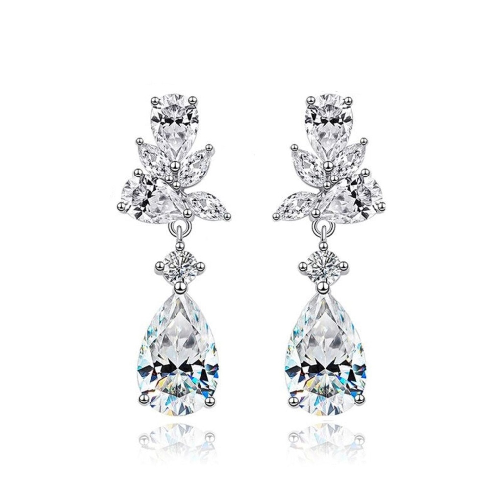 Pear And Round Cut Diamond Unique Drop Dangle Earrings For Women