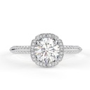 Flower Style Halo With Hidden Halo Ring, Knife Edge Shank Pave Set Wedding Ring, Round Brilliant Cut  Engagement Ring