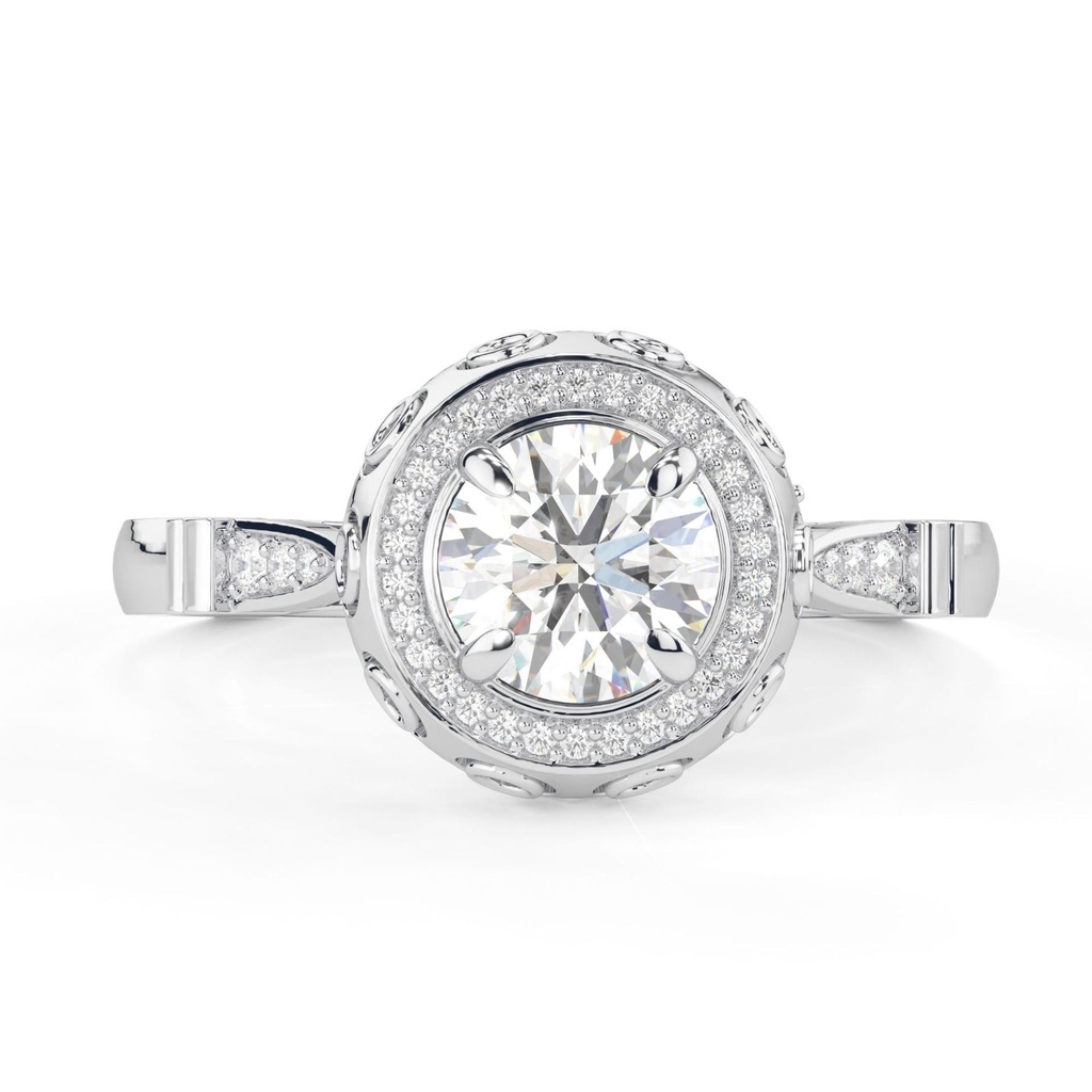 Cluster Round Cut Diamond Ring Traditional Engagement Ring Unique Double Halo Wedding Ring Aesthetic  Statement Ring Timeless Ring