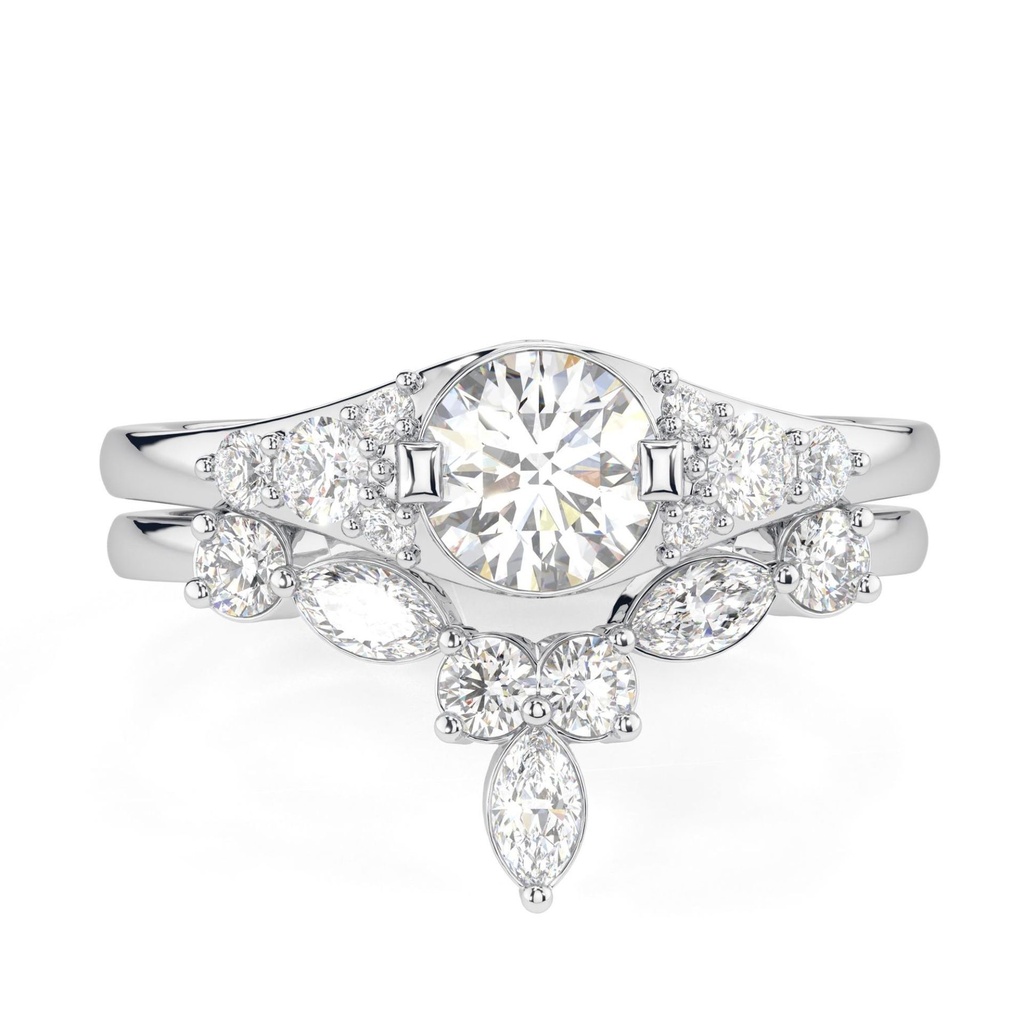 Round Cut Diamond Unique Bridal Set Ring for Women