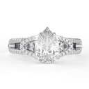 Five Prong Split Shank Ring, Hidden Halo Designer Ring, Art Deco Anniversary Ring,  Pear Cut Engagement Ring For Women
