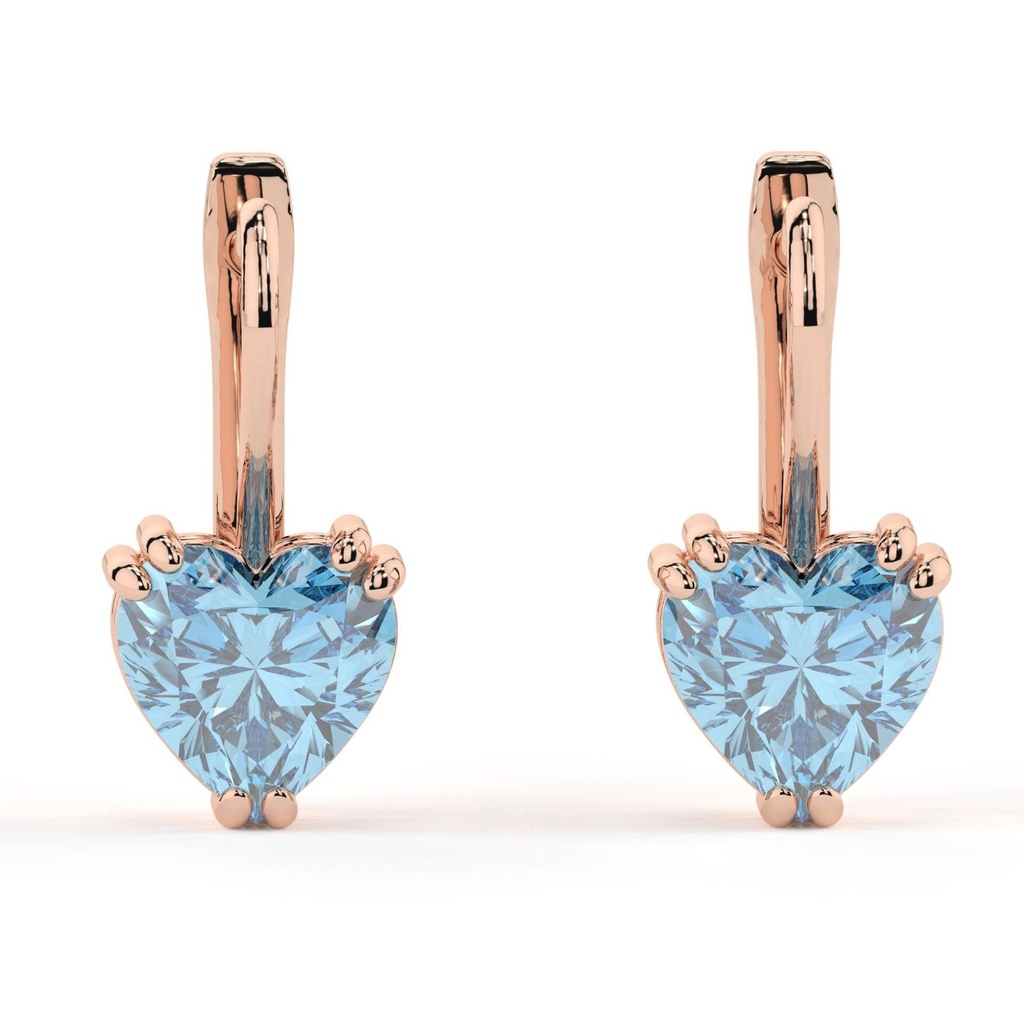 Blue Heart Cut Diamond Dangle Solitaire Earrings For Women