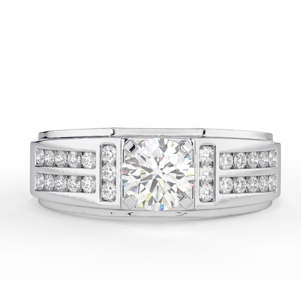  Cut Lab Grown Diamond Men's Engraved Engagement Ring Men's 950 Platinum Ring Diamond Wedding Band Gift For Love