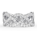 Crossover Designer Wedding Band, Art Deco Round Brilliant Cut  Anniversary Band, 3/4 Eternity Matching Twisted Band, Handmade Ring