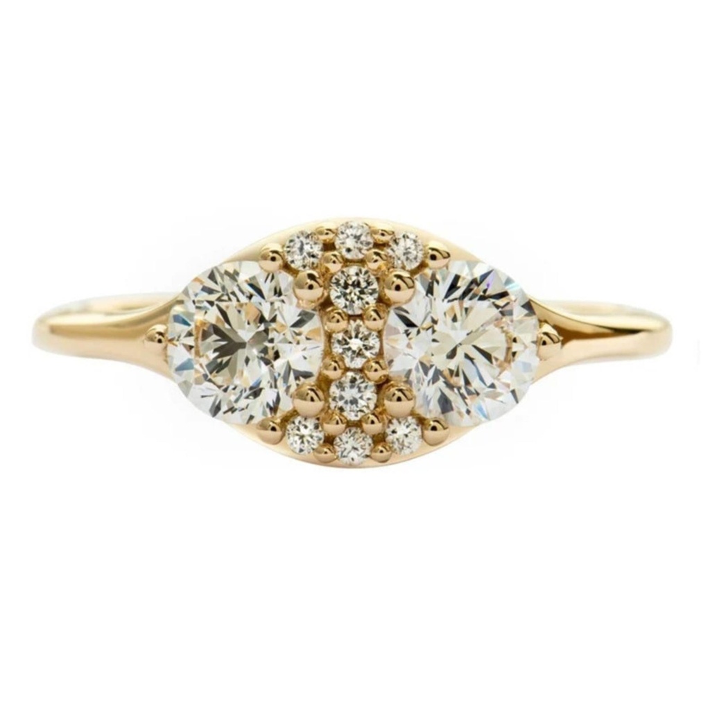 14K Yellow Gold Engagement Ring Round Cut Moissanite Wedding Ring Anniversary Ring Bridal Ring Anniversary Gift for Woman Promise Ring