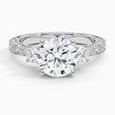 Three Stone Engagement Ring, Round Cut Wedding Ring for Women, Vintage Ring      