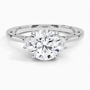 Round Cut Three Stone Engagement Ring for Women, White Gold Wedding Ring, Prong Setting Ring, Gift Ring, Vintage Ring