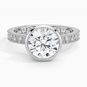 Bezel Set Engagement Ring, Round Cut Vintage Wedding Ring for Women